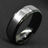 (8mm)  Unisex or Men's Tungsten Carbide Wedding ring band. Gray and Black Plated Stepped Edge Ring. Comfort Fit with Brushed Top.