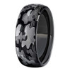 (8mm) Unisex or Men's Steel Wedding ring band. Silver and Black Camouflage Wedding Ring