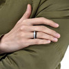 (8mm)  Unisex or Men's Tungsten Carbide Wedding ring bands. Silver Cupid's Arrow over Wood Inlay. Tungsten Carbide Ring with High Polish Antler and Dark Wood Inlay. Domed Top Ring.