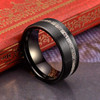 (8mm)  Unisex or Men's Tungsten Carbide Wedding ring band. Black with White Antler Inlay Ring. Tungsten Carbide Ring Comfort Fit