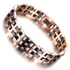 8" Inch Length - Mens Tungsten Steel Bracelet - Rose Gold Tungsten Carbide Black Ceramic Duo Tone Polished Link Bracelet