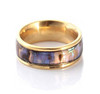 (7mm)  Unisex or Men's Tungsten Carbide Wedding ring bands. Gold Multi Color Rainbow Abalone Shell Inlay Ring (Organic colors)