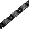 8.5" Inch Length - Men's Black Titanium Magnetic Bracelet with Black and Red Carbon Fiber Inlay.  Wedding Bracelet or  Gift for Men