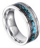 (8mm) Unisex or Men's Titanium Wedding Ring Band. Silver band with Triple Color Turquoise and Duo Inspired Meteorite Inlay. Light Weight and Comfort Fit. 