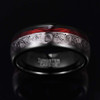 (8mm)  Unisex or Men's Tungsten Carbide - Silver Wave Spirals Ring with Red Wire - Wedding Ring Band for Men