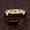 (8mm) Unisex or Men's Black and 14 Karat Gold Dome Top Tungsten Carbide Wedding Ring Band