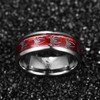(8mm) Unisex or Men's Tungsten Carbide Red Inlay with Silver Spiders pattern - Silver Tone Wedding Ring band