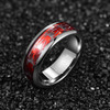 (8mm) Unisex or Men's Tungsten Carbide Red Inlay with Silver Spiders pattern - Silver Tone Wedding Ring band