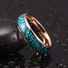 (6mm) Unisex, Women's or Men's Blue Turquoise Inlay Tungsten Carbide Wedding Ring Band. Rose Gold Domed Style Tungsten Carbide Ring Comfort Fit.