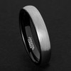 (4mm) Women's Gray and Black Plated Tungsten Carbide Wedding Ring Bands Brushed Ring. Domed Top. Comfort Fit Style.