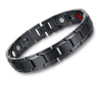 8.5" Inch Length - Men's Polished Black Titanium Stainless Steel Magnetic Bracelet for Men with Strong Magnets.