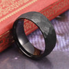 (8mm) Men's Black Hammered Finish Tungsten Carbide Wedding Ring Band with Domed Top Style