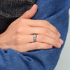 (6mm) Unisex, Women's or Men's Tungsten Carbide Wedding Ring Bands. Domed Top Rose Gold Band and Multiple Color Rainbow Abalone Shell Inlay with Organic Tones.