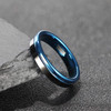 (4mm) Unisex or Women's Blue and Black Split Groove Tungsten Carbide Wedding Ring Band