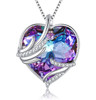 Angel Wings Crystal Heart Pendant - Purple / Blue with 18" Chain Necklace. Gift for Lover, Girl Friend, Wife, Valentine's Day Gift, Mother's Day, Anniversary Gift Necklace.