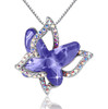 February Birthstone - Tanzanite Purple Double Butterflies Design Crystal Pendant and CZ stones - with 18" Chain Necklace. Gift for Lover, Girl Friend, Wife, Valentine's Day Gift, Mother's Day, Anniversary Gift Butterfly Necklace.