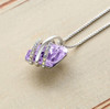 June Birthstone - Bright Alexandrite Purple Crystal Rock Pendant and CZ stones - with 18" Silver Plated Chain Necklace. Gift for Lover, Girl Friend, Wife, Valentine's Day Gift, Mother's Day, Anniversary Gift Crystal Necklace.