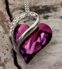 February Birthstone - Amethyst Dark Pink Looped Heart Design Crystal Pendant and CZ stones - with 18" Chain Necklace. Gift for Lover, Girl Friend, Wife, Valentine's Day Gift, Mother's Day, Anniversary Gift Heart Necklace.