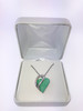 Lucky Green Jade Gem - Looped Heart Design Crystal Pendant and CZ stones - with 18" Chain Necklace. Gift for Lover, Girl Friend, Wife, Valentine's Day Gift, Mother's Day, Anniversary Gift Heart Necklace.