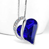 Lapis Lazuli - Dark Blue Crystal Looped Heart Design Crystal Pendant and CZ stones - with 18" Chain Necklace. Gift for Lover, Girl Friend, Wife, Valentine's Day Gift, Mother's Day, Anniversary Gift Wisdom Heart Necklace.