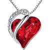 July and January Birthstone - Red Ruby Siam Red Looped Heart Design Crystal Pendant and CZ stones - with 18" Chain Necklace. Gift for Lover, Girl Friend, Wife, Valentine's Day Gift, Mother's Day, Anniversary Gift Heart Necklace.