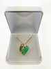 Lucky Green Jade Gem - Looped Heart Design Crystal Rose Gold Pendant and CZ stones - with 18" Chain Necklace. Gift for Lover, Girl Friend, Wife, Valentine's Day Gift, Mother's Day, Anniversary Gift Heart Necklace.