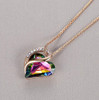 Black Rainbow / Dark Rainbow Looped Heart Design Crystal - Rose Gold Pendant and CZ stones - with 18" Chain Necklace. Gift for Lover, Girl Friend, Wife, Valentine's Day Gift, Mother's Day, Anniversary Gift Heart Necklace (Protection Stone)..