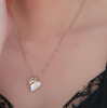 October Birthstone - White Opal Looped Heart Design Crystal - Rose Gold Pendant and CZ stones - with 18" Chain Necklace. Gift for Lover, Girl Friend, Wife, Valentine's Day Gift, Mother's Day, Anniversary Gift Heart Necklace.