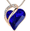 Cobalt Dark Blue Crystal Looped Heart Design Crystal - Rose Gold Pendant and CZ stones - with 18" Chain Necklace. Gift for Lover, Girl Friend, Wife, Valentine's Day Gift, Mother's Day, Anniversary Gift Wisdom Heart Necklace.