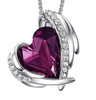  Purple Pink - Magenta Winged Heart Design Crystal Pendant and CZ stones - with 18" Chain Necklace. Gift for Lover, Girl Friend, Wife, Valentine's Day Gift, Mother's Day, Anniversary Gift Heart Necklace.