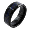 (8mm) Unisex or Men's Celtic Knot Black with Blue Resin Inlay Tungsten Carbide Wedding Ring Band.