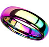 (6mm) Unisex Men'r or Women's Tungsten Carbide Wedding Ring Band. Rainbow Anodized Domed Ring. 