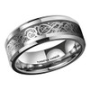 (8mm) Unisex or Men's Tungsten Carbide Wedding Ring Band. Silver Celtic Knot Ring with Silver and Black Resin Inlay.