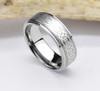 (8mm) Unisex or Men's Tungsten Carbide Wedding Ring Band. Laser Etched Silver Band Celtic Knot Ring.
