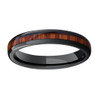 (4mm) Women's Domed Koa Wood Ceramic Black Ring Wedding Ring Bands.