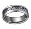 (8mm) Unisex or Men's Tungsten Carbide Wedding Ring Band. Silver Resin Inlay Blue Celtic Knot Ring