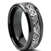 (8mm) Unisex or Men's Black and Silver Celtic Knot Tungsten Carbide Wedding Ring Band with Resin Inlay.