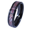 (6mm) Unisex or Women’s Black and Red Celtic Tungsten Carbide Wedding Ring Band with Resin Inlay Silver and Red Celtic Knot Design