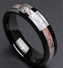 (6mm) Unisex, Women's Black Band with Camouflage Light Tan Inlay Tungsten carbide Wedding Ring Band.
