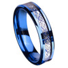 (6mm) Unisex or Women's Blue and Silver Celtic Knot Tungsten Carbide Wedding Ring Band with Resin Inlay.
