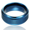 (8mm) Unisex or Men's Steel Wedding Ring Band. Blue Ring with Matte Finish Top and High Polish Sides. Comfort Fit.