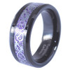 (8mm) Unisex or Men's Tungsten Carbide Wedding Ring Band. Black Ring with Inlay featuring Purple & Silver Celtic Knot Ring