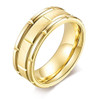 (8mm) Unisex or Men's Tungsten Carbide Wedding Ring Band. 14K Yellow Gold Brick Pattern Comfort Fit Grooved Ring.