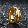 (8mm) Unisex or Men's Tungsten Carbide Wedding Ring Band. 14K Yellow Gold Brick Pattern Comfort Fit Grooved Ring.