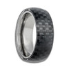 (8mm) Unisex or Men's Tungsten Wedding Ring Band. Weaved Black Carbon Fiber Top and Silver Tone Inside.