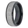 (8mm) Unisex or Men's Tungsten Carbide Wedding Ring Bands. Duo Tone Black Band with Silver / Gray Hammered Finish Top.