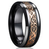 (8mm) Unisex or Men's Ceramic Wedding Ring Band. Celtic Knot Ring with Rose Gold and Black Resin Inlay.