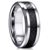 (8mm) - Unisex or Men's Silver and Black Carbon Fiber Inlay Tungsten Wedding Band Comfort Fit.