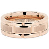 (8mm) Unisex or Men's Tungsten Carbide Wedding Ring Band. Rose Gold Brick Pattern Comfort Fit Grooved Ring.