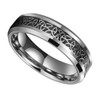 (6mm) Unisex or Women's Tungsten Carbide Wedding Ring Band. Silver Celtic Knot Ring with Irish Triquetra / Trinity Design 